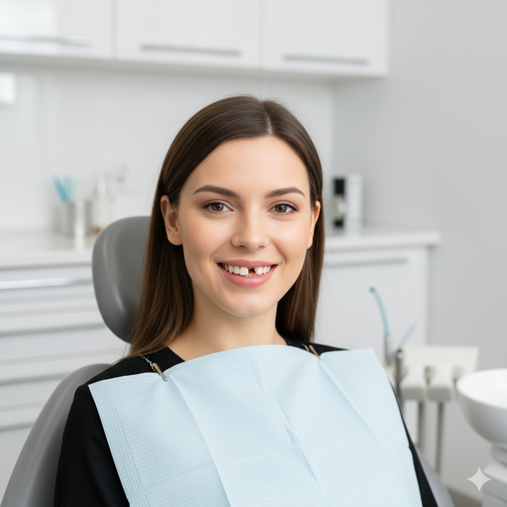 Patiente avant la pose de l'implant dentaire